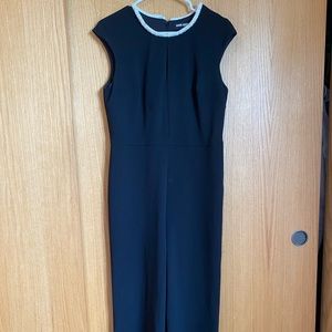 Karl Lagerfeld Paris Pearl-Neck Wide-Leg Jumpsuit